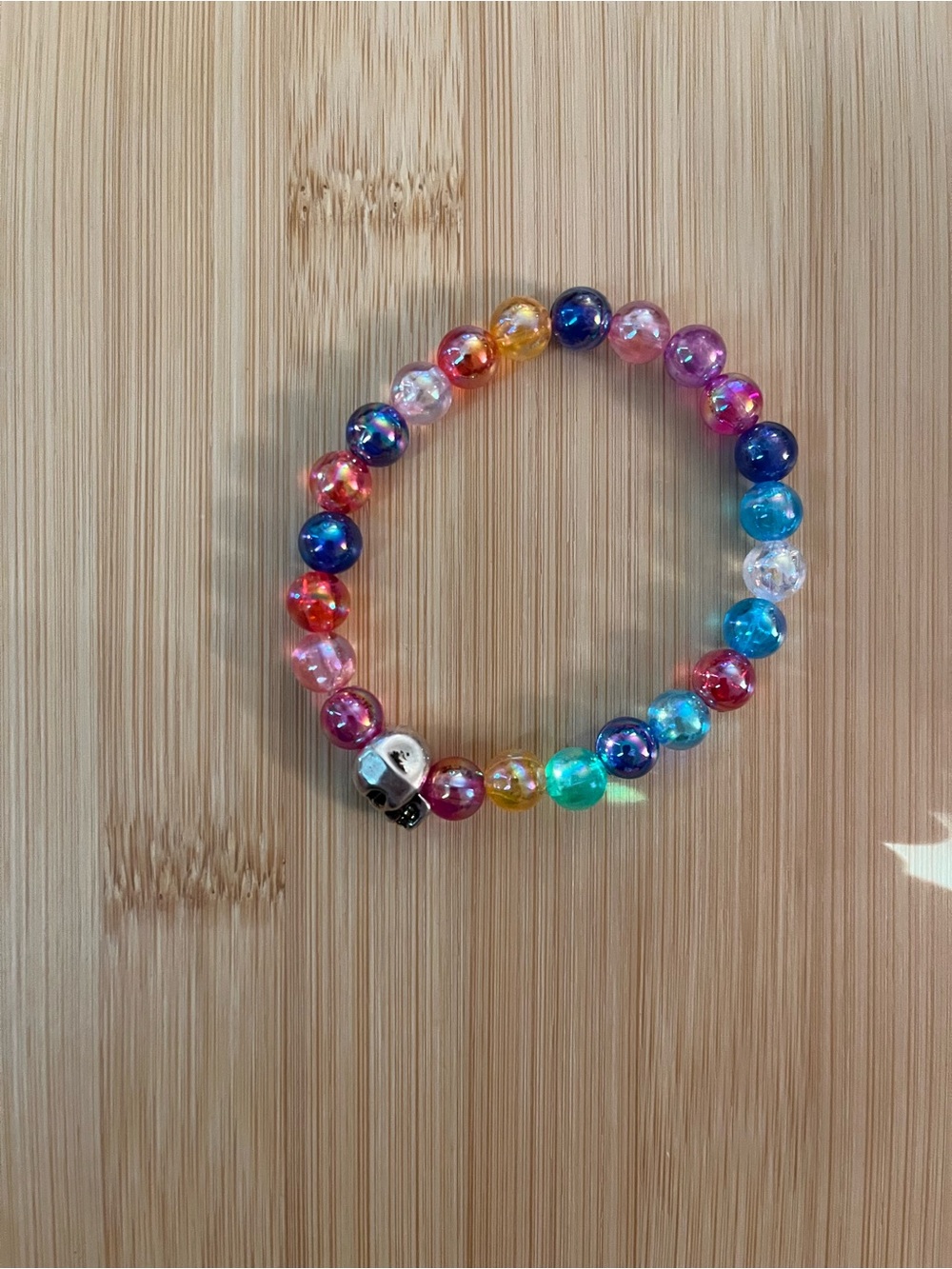 Rainbow Skull Beaded Bracelet